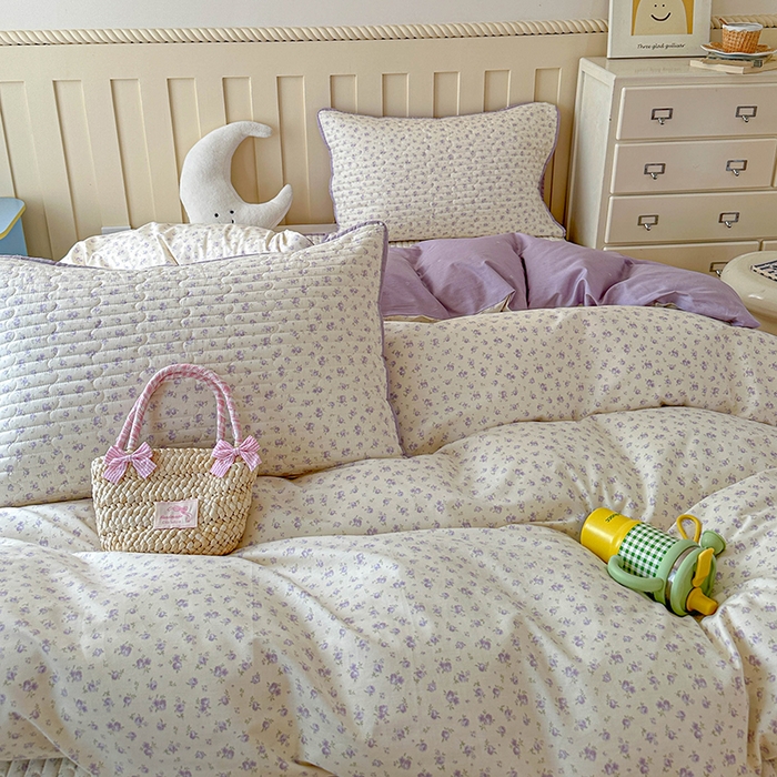 91家纺网 家纺一手货源 找家纺 孑寐家纺 2026新款全棉纯棉四季款床盖四件套 花未央