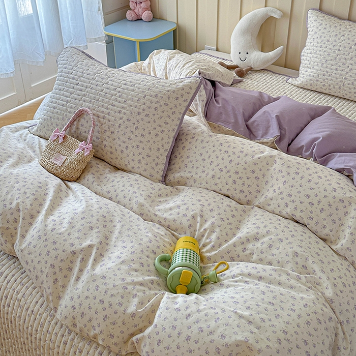 91家纺网 家纺一手货源 找家纺 孑寐家纺 2026新款全棉纯棉四季款床盖四件套 花未央