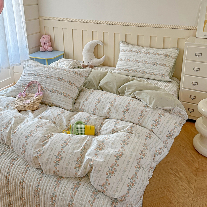 91家纺网 家纺一手货源 找家纺 孑寐家纺 2026新款全棉纯棉四季款床盖四件套 椿茶弥香