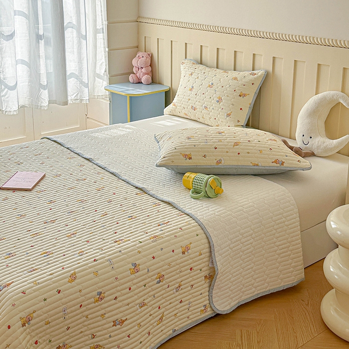 91家纺网 家纺一手货源 找家纺 孑寐家纺 2026新款全棉纯棉四季款床盖四件套 可爱星人