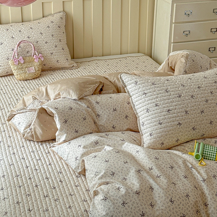 91家纺网 家纺一手货源 找家纺 孑寐家纺 2026新款全棉纯棉四季款床盖四件套 优雅蝴蝶结