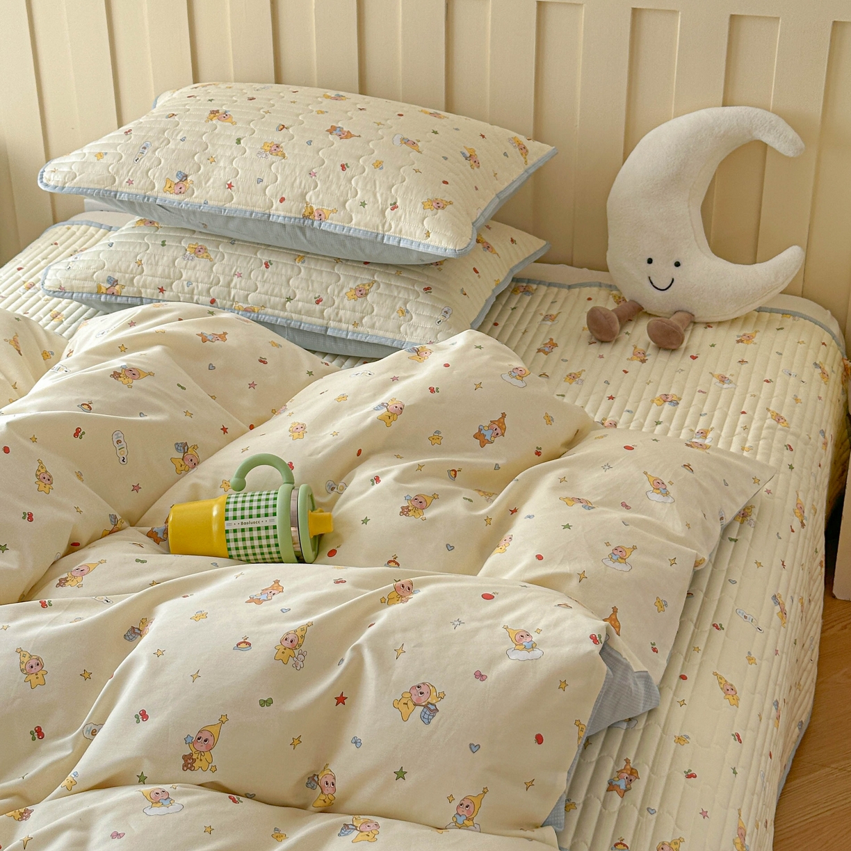 孑寐家纺 2026新款全棉纯棉四季款床盖四件套 可爱星人