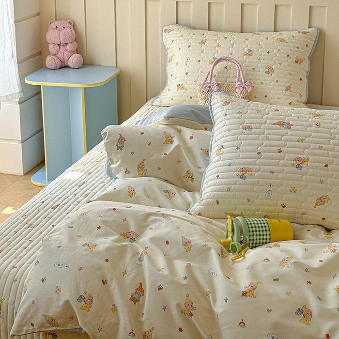 91家纺网 家纺一手货源 找家纺 孑寐家纺 2026新款全棉纯棉四季款床盖四件套 可爱星人