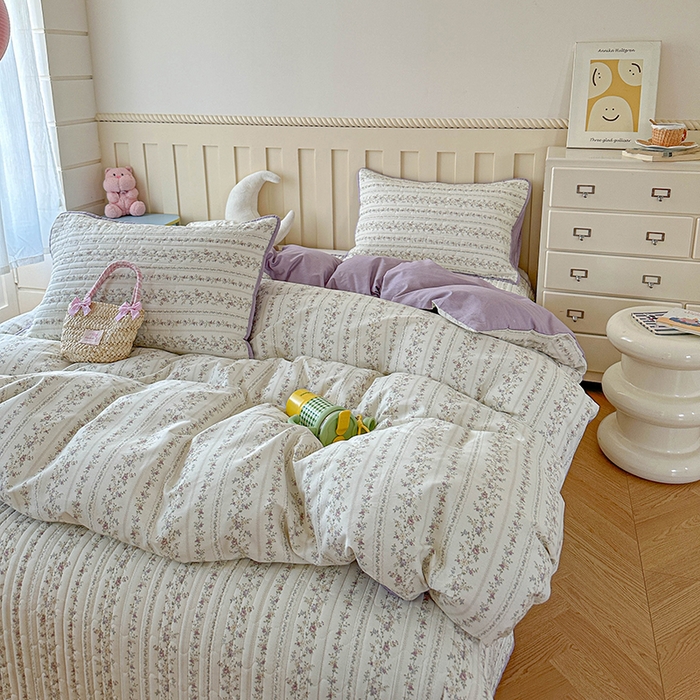 91家纺网 家纺一手货源 找家纺 孑寐家纺 2026新款全棉纯棉四季款床盖四件套 含羞草