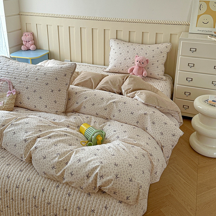 91家纺网 家纺一手货源 找家纺 孑寐家纺 2026新款全棉纯棉四季款床盖四件套 优雅蝴蝶结