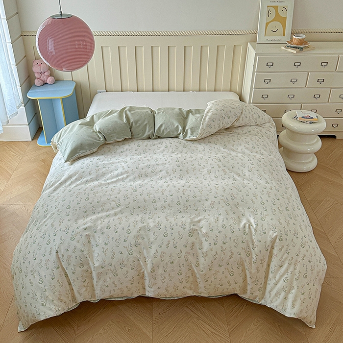 91家纺网 家纺一手货源 找家纺 孑寐家纺 2026新款全棉纯棉四季款床盖四件套 春之约定