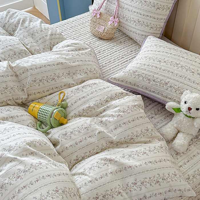 91家纺网 家纺一手货源 找家纺 孑寐家纺 2026新款全棉纯棉四季款床盖四件套 含羞草