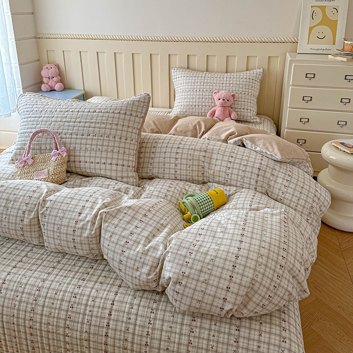 91家纺网 家纺一手货源 找家纺 孑寐家纺 2026新款全棉纯棉四季款床盖四件套 落川樱桃