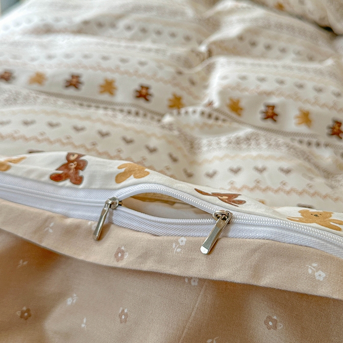 91家纺网 家纺一手货源 找家纺 孑寐家纺 2026新款全棉纯棉四季款床盖四件套 费尔岛小熊