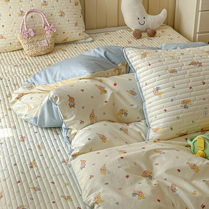 91家纺网 家纺一手货源 找家纺 孑寐家纺 2026新款全棉纯棉四季款床盖四件套 可爱星人