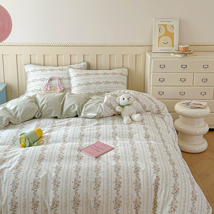 91家纺网 家纺一手货源 找家纺 孑寐家纺 2026新款全棉纯棉四季款床盖四件套 椿茶弥香