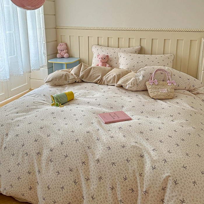 91家纺网 家纺一手货源 找家纺 孑寐家纺 2026新款全棉纯棉四季款床盖四件套 优雅蝴蝶结