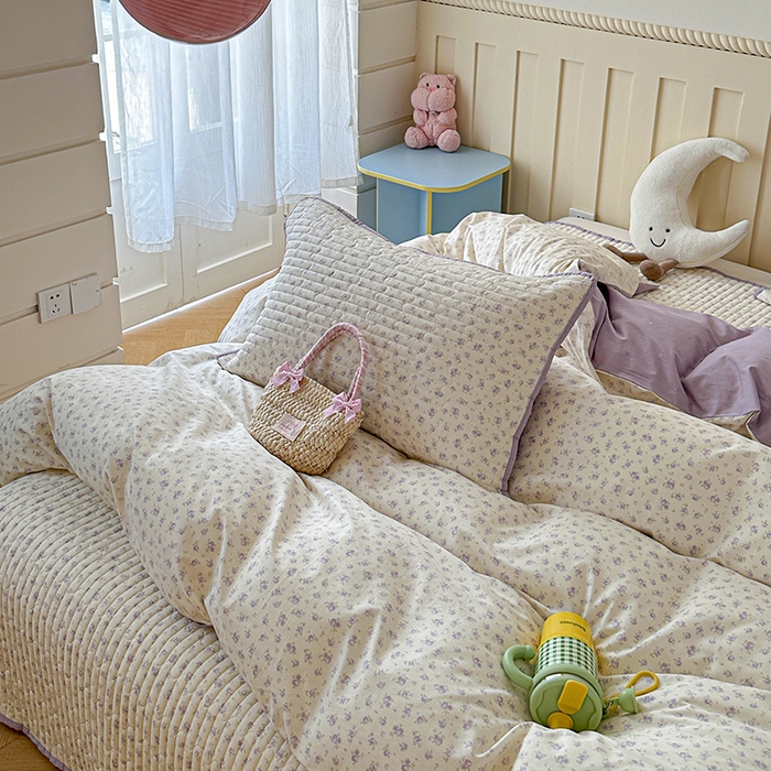 91家纺网 家纺一手货源 找家纺 孑寐家纺 2026新款全棉纯棉四季款床盖四件套 花未央