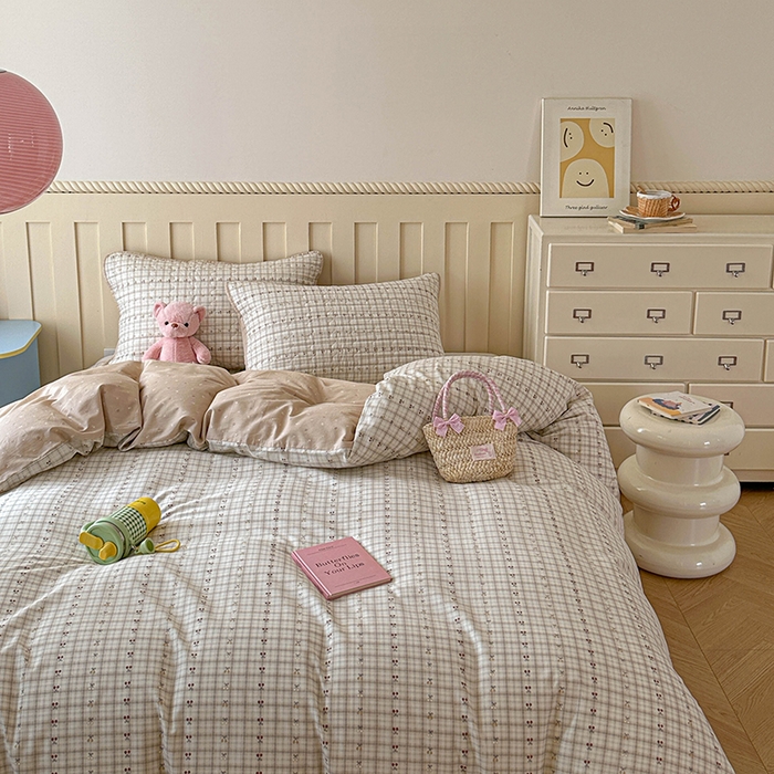 91家纺网 家纺一手货源 找家纺 孑寐家纺 2026新款全棉纯棉四季款床盖四件套 落川樱桃