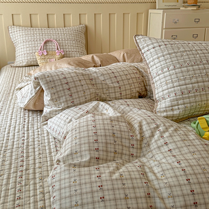 91家纺网 家纺一手货源 找家纺 孑寐家纺 2026新款全棉纯棉四季款床盖四件套 落川樱桃