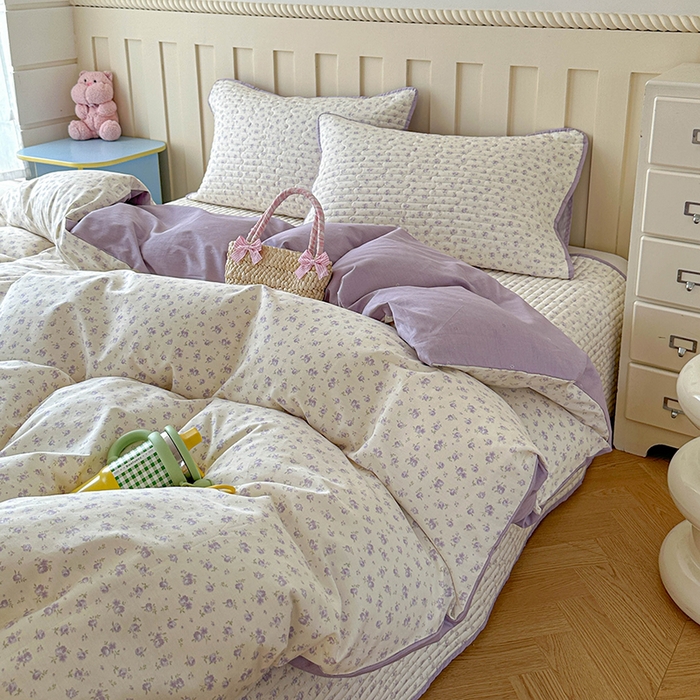 91家纺网 家纺一手货源 找家纺 孑寐家纺 2026新款全棉纯棉四季款床盖四件套 花未央