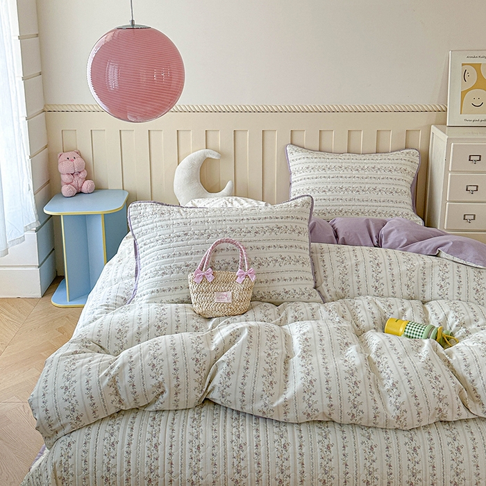 91家纺网 家纺一手货源 找家纺 孑寐家纺 2026新款全棉纯棉四季款床盖四件套 含羞草