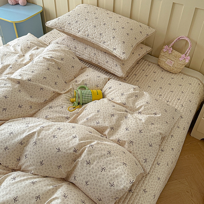 91家纺网 家纺一手货源 找家纺 孑寐家纺 2026新款全棉纯棉四季款床盖四件套 优雅蝴蝶结