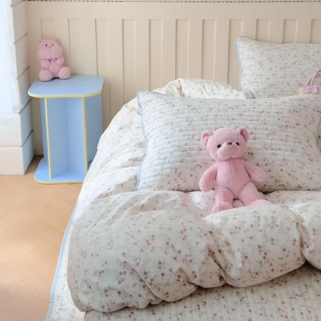 91家纺网 家纺一手货源 找家纺 孑寐家纺 2026新款全棉纯棉四季款床盖四件套 落川樱桃