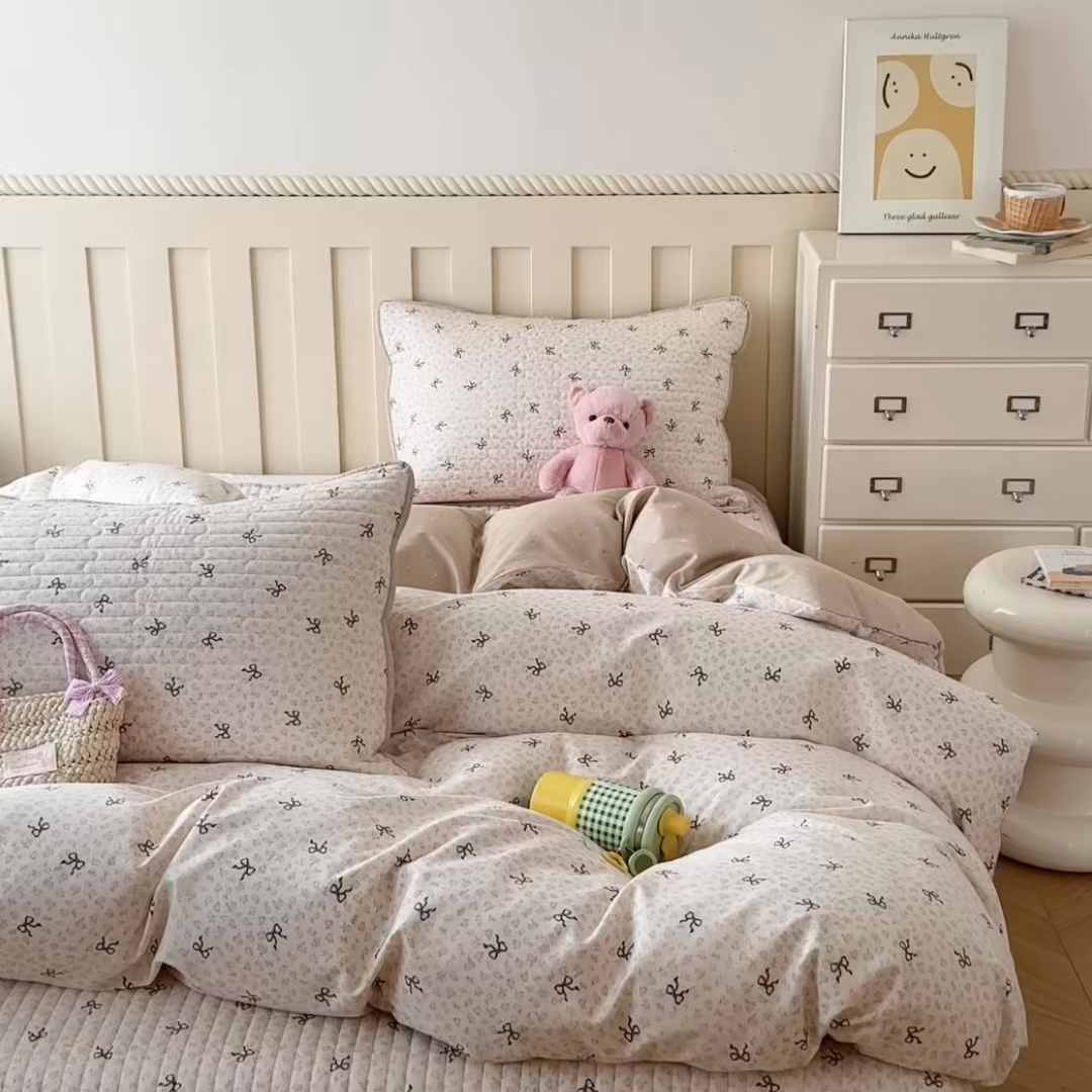 91家纺网 家纺一手货源 找家纺 孑寐家纺 2026新款全棉纯棉四季款床盖四件套 春之约定