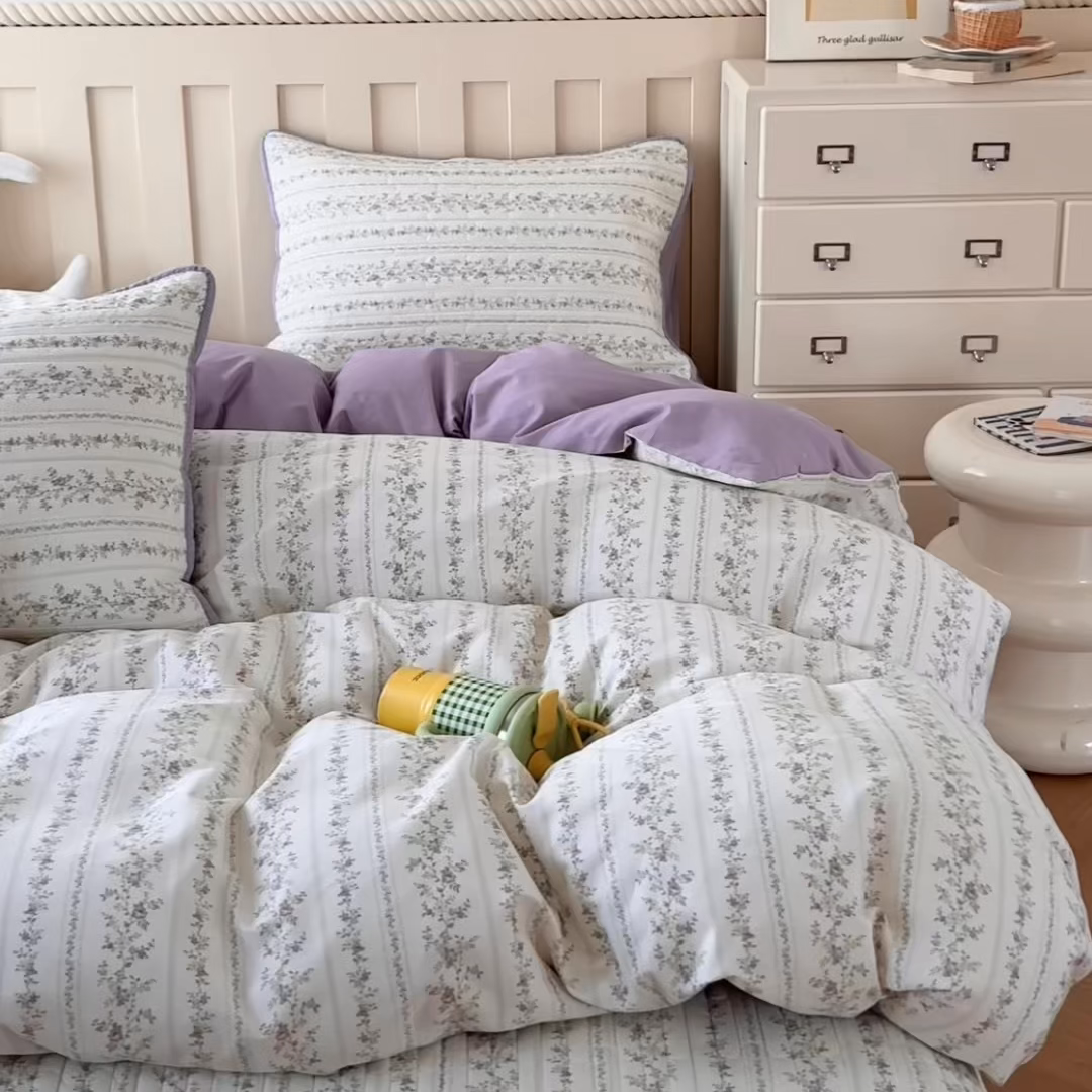 91家纺网 家纺一手货源 找家纺 孑寐家纺 2026新款全棉纯棉四季款床盖四件套 含羞草