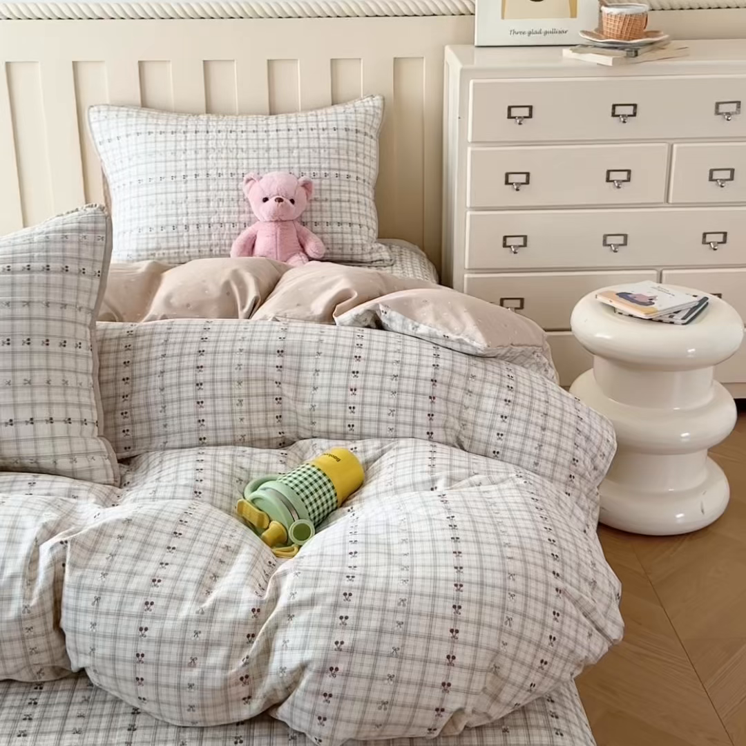 91家纺网 家纺一手货源 找家纺 孑寐家纺 2026新款全棉纯棉四季款床盖四件套 粉色小花