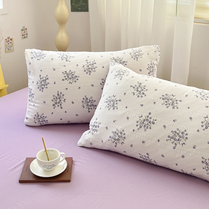 91家纺网 家纺一手货源 找家纺 寐眠 2026新款泡泡纱印花夏被夏凉被空调被 紫风铃