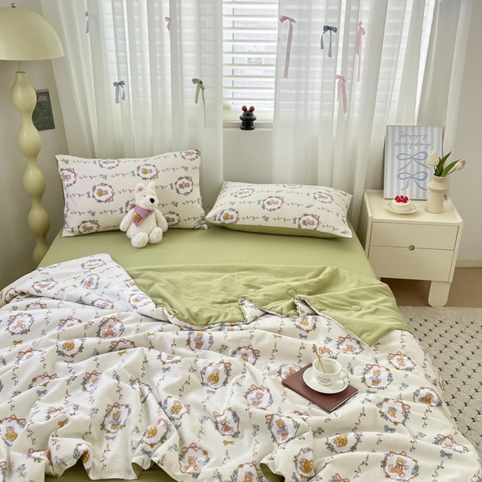 91家纺网 家纺一手货源 找家纺 寐眠 2026新款泡泡纱印花夏被夏凉被空调被 林之趣