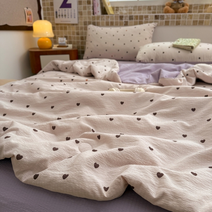 91家纺网 家纺一手货源 找家纺 寐眠 2026新款泡泡纱印花夏被夏凉被空调被 奶紫点点爱