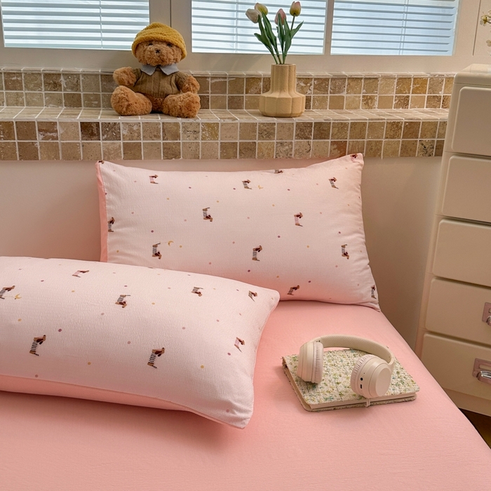 91家纺网 家纺一手货源 找家纺 寐眠 2026新款泡泡纱印花夏被夏凉被空调被 桃气修勾