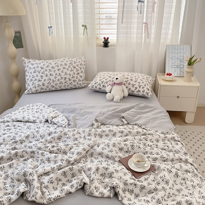 91家纺网 家纺一手货源 找家纺 寐眠 2026新款泡泡纱印花夏被夏凉被空调被 水墨繁花