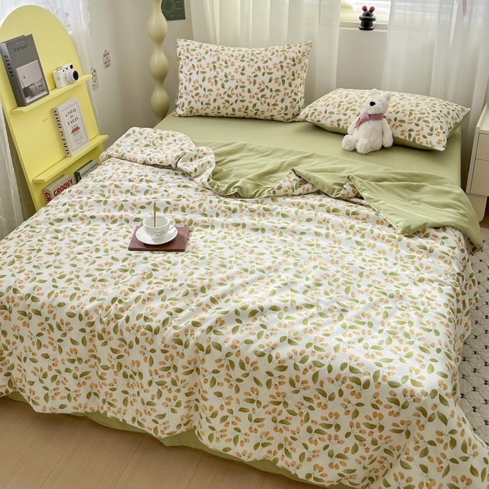 91家纺网 家纺一手货源 找家纺 寐眠 2026新款泡泡纱印花夏被夏凉被空调被 绿氧集