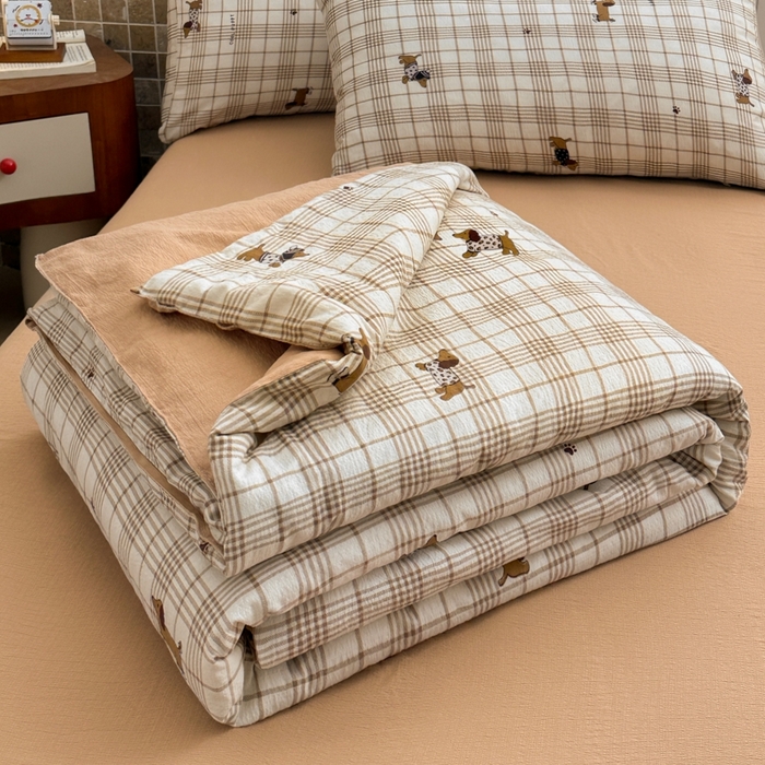 寐眠 2026新款泡泡纱印花夏被夏凉被空调被 咖格修勾