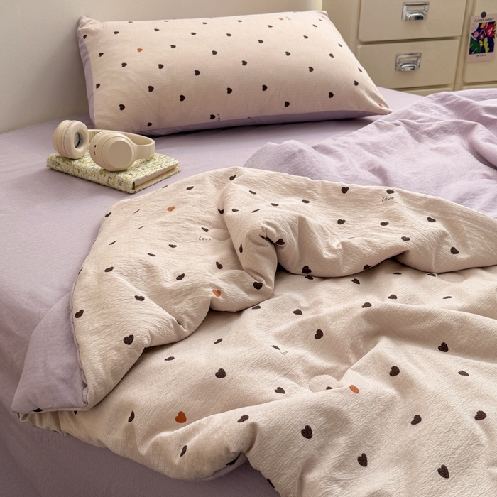 91家纺网 家纺一手货源 找家纺 寐眠 2026新款泡泡纱印花夏被夏凉被空调被 奶紫点点爱