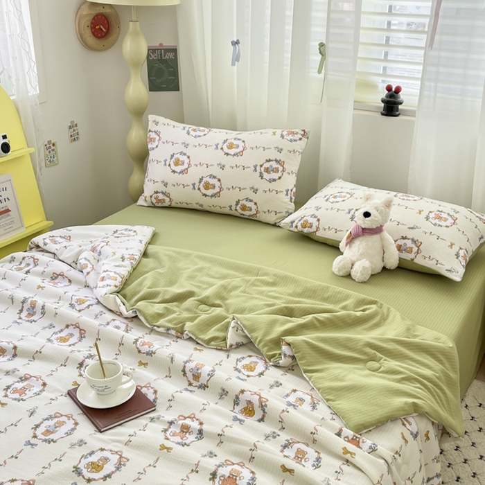 91家纺网 家纺一手货源 找家纺 寐眠 2026新款泡泡纱印花夏被夏凉被空调被 林之趣