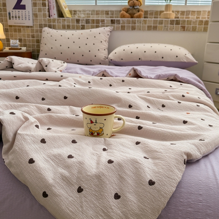 91家纺网 家纺一手货源 找家纺 寐眠 2026新款泡泡纱印花夏被夏凉被空调被 奶紫点点爱
