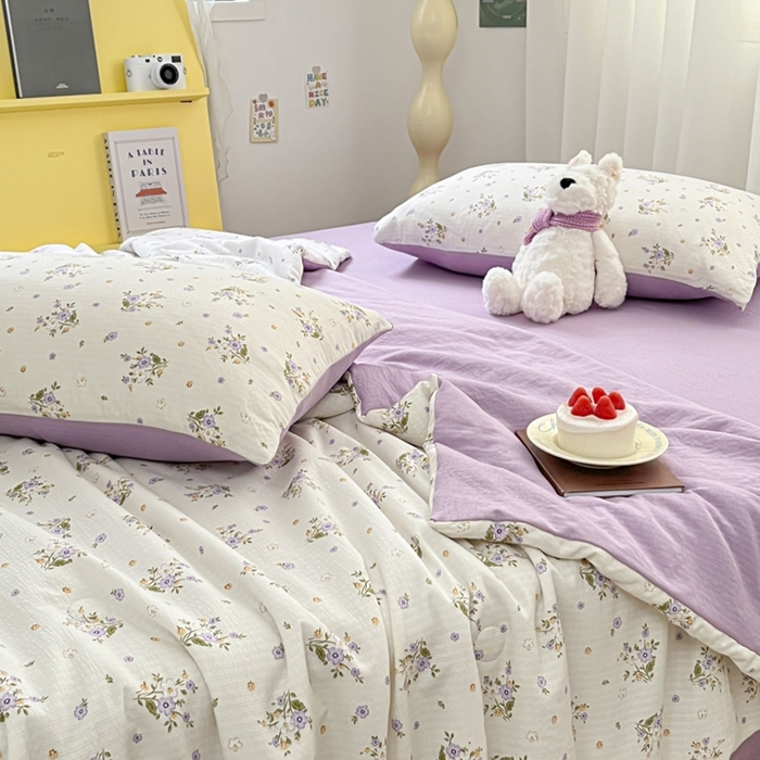 91家纺网 家纺一手货源 找家纺 寐眠 2026新款泡泡纱印花夏被夏凉被空调被 薰衣草