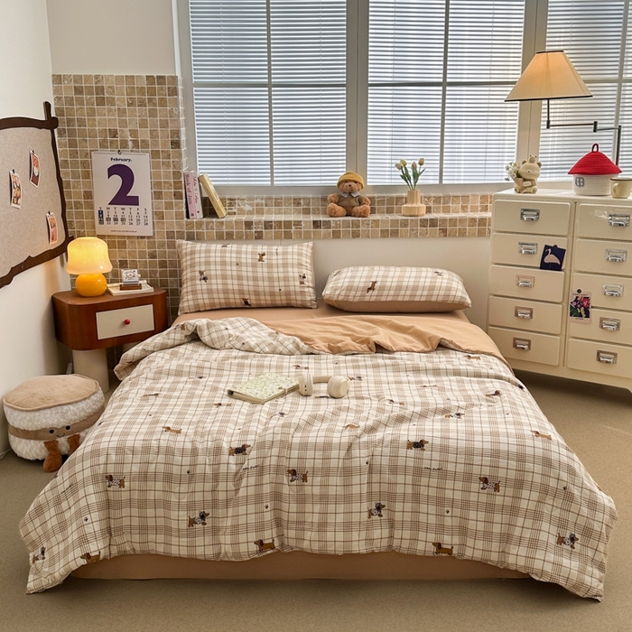 91家纺网 家纺一手货源 找家纺 寐眠 2026新款泡泡纱印花夏被夏凉被空调被 咖格修勾