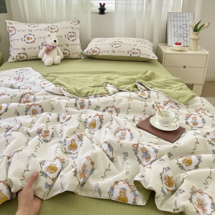 91家纺网 家纺一手货源 找家纺 寐眠 2026新款泡泡纱印花夏被夏凉被空调被 林之趣