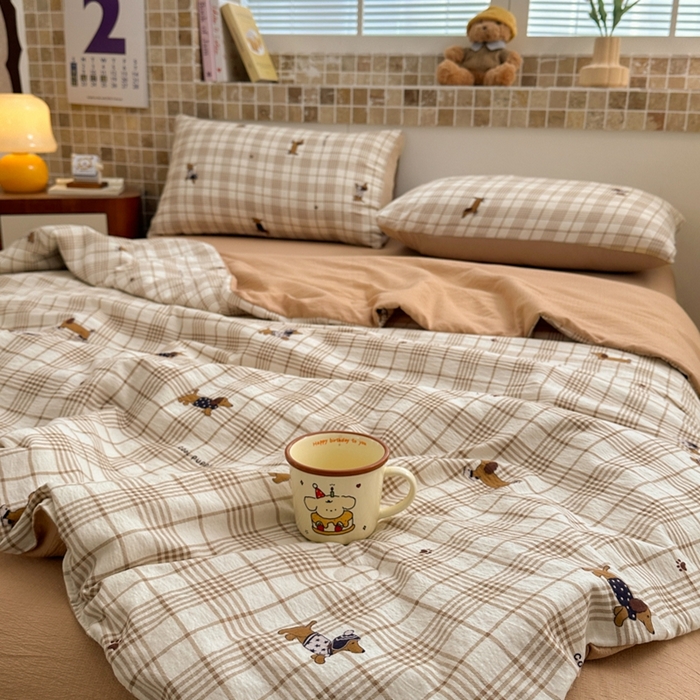 91家纺网 家纺一手货源 找家纺 寐眠 2026新款泡泡纱印花夏被夏凉被空调被 咖格修勾