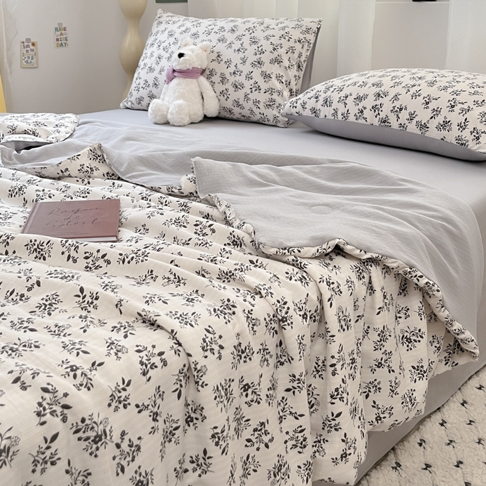 91家纺网 家纺一手货源 找家纺 寐眠 2026新款泡泡纱印花夏被夏凉被空调被 水墨繁花