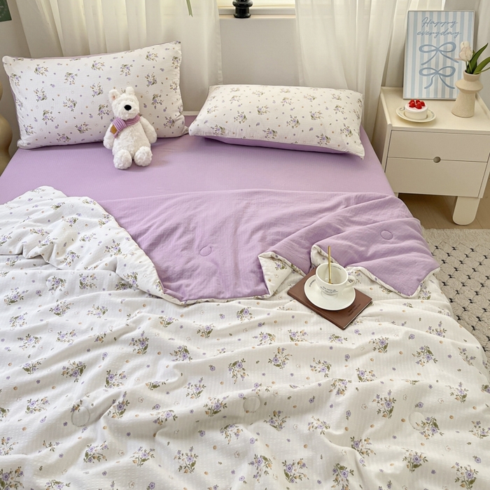 91家纺网 家纺一手货源 找家纺 寐眠 2026新款泡泡纱印花夏被夏凉被空调被 薰衣草