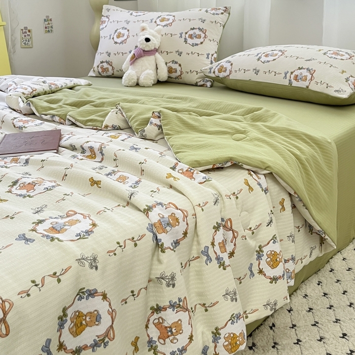 91家纺网 家纺一手货源 找家纺 寐眠 2026新款泡泡纱印花夏被夏凉被空调被 林之趣