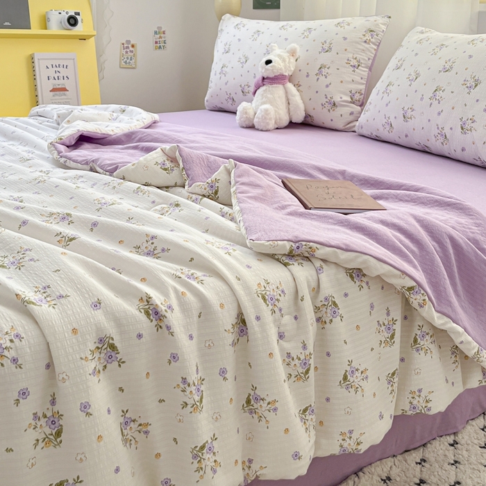 91家纺网 家纺一手货源 找家纺 寐眠 2026新款泡泡纱印花夏被夏凉被空调被 薰衣草