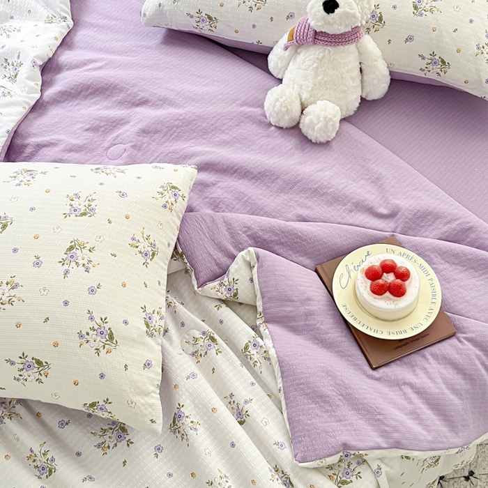 91家纺网 家纺一手货源 找家纺 寐眠 2026新款泡泡纱印花夏被夏凉被空调被 薰衣草