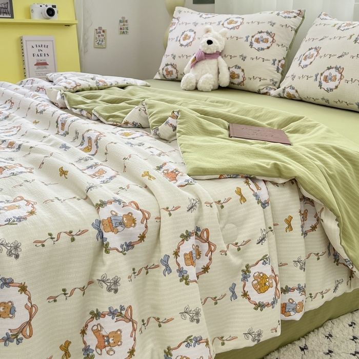 91家纺网 家纺一手货源 找家纺 寐眠 2026新款泡泡纱印花夏被夏凉被空调被 林之趣