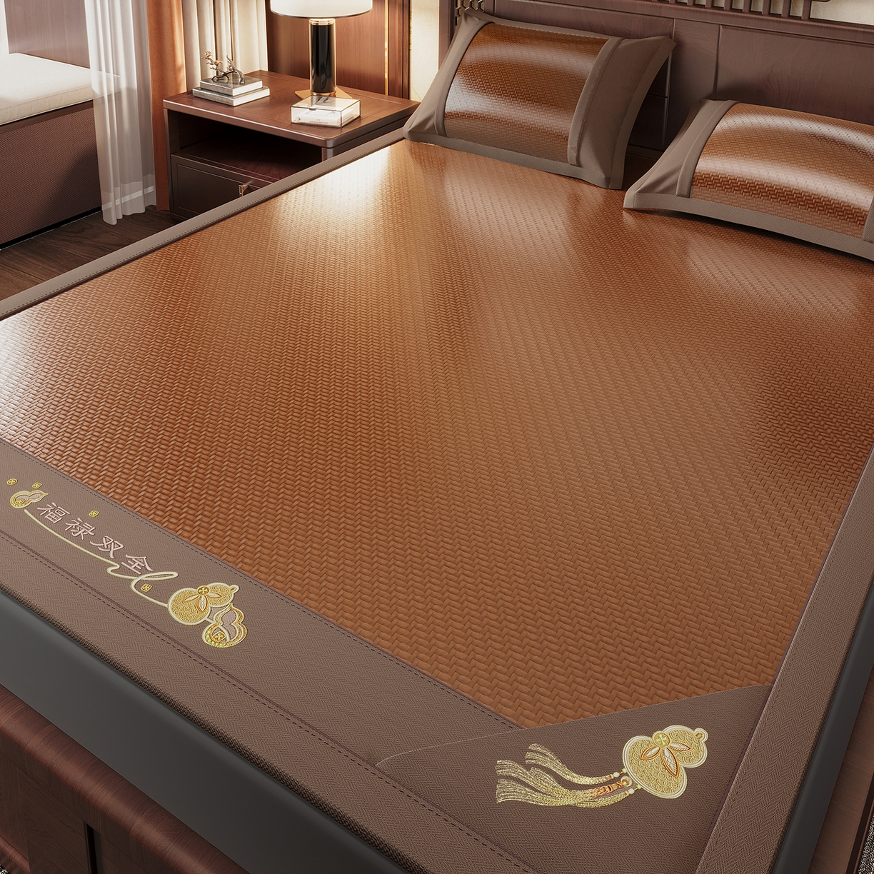 91家纺网 家纺一手货源 找家纺 （总）鑫姿席业 2026新款夏季高端竹席pe藤席空调软席可水洗席子凉席-葫芦双全