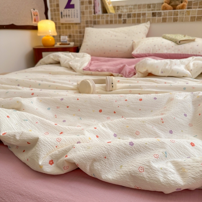 91家纺网 家纺一手货源 找家纺 寐眠 2026新款泡泡纱印花夏被夏凉被空调被 彩糖啵啵