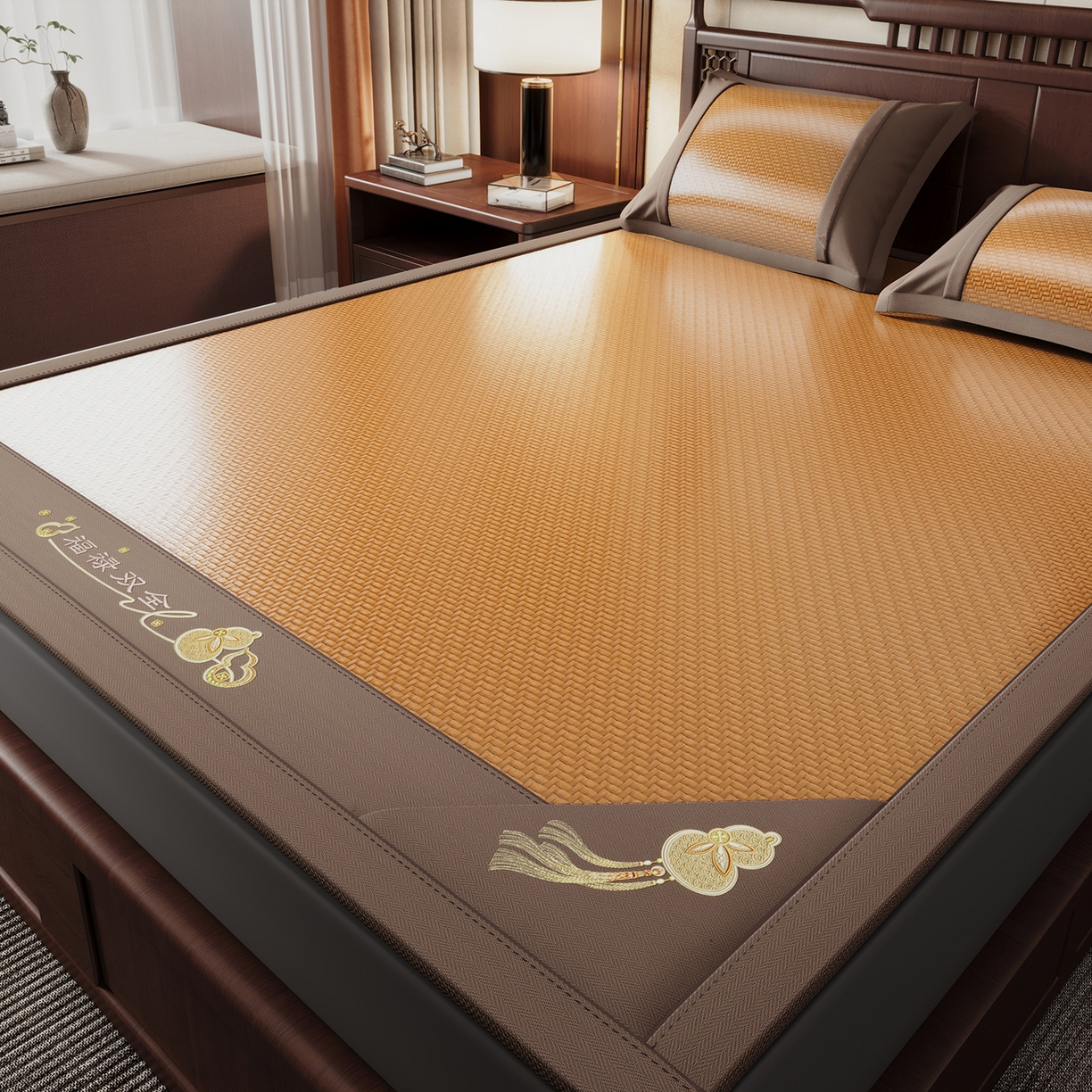 91家纺网 家纺一手货源 找家纺 （总）鑫姿席业 2026新款夏季高端竹席pe藤席空调软席可水洗席子凉席-葫芦双全