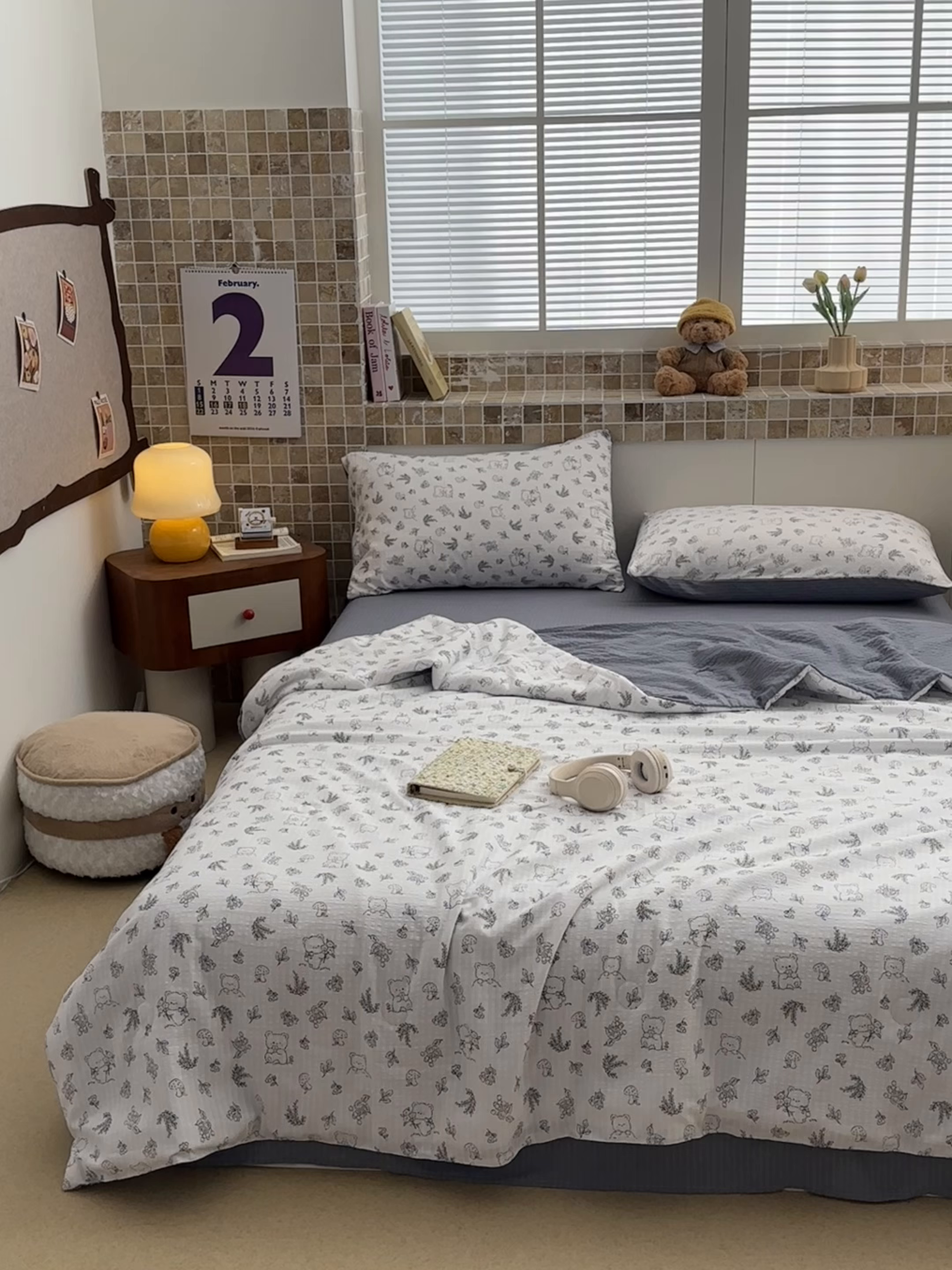 91家纺网 家纺一手货源 找家纺 寐眠 2026新款泡泡纱印花夏被夏凉被空调被 雾林熊团子